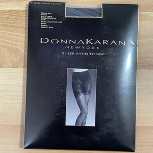 Donna Karan SHEER SATIN TONER Hosiery Size Medium Midnight Navy Pantyhose New - Picture 1 of 3