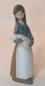 Vintage Lladro 7" Figur junges Mädchen mit Schwein Ferkel um 1980 TOP - Bild 1 von 8