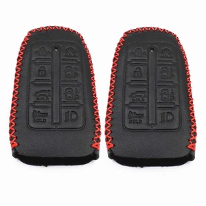 2Pcs Black Leather For Genesis G70 GV70 G80 G90 GV80 GV90 TLX 8 Buttons Key Fob - Picture 1 of 4