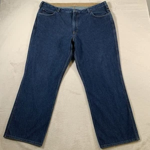 Duluth Jeans Mens 42x32 Relaxed Denim 5 Pocket Blue Dark Wash Work Wear Mid Rise - Picture 1 of 11