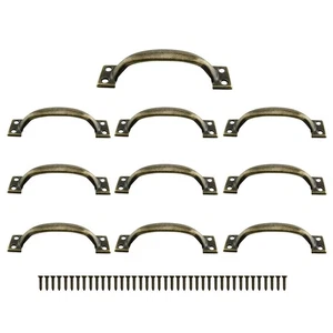Maniglia per porta in ferro bronzo 99 mm 10 pezzi, tira cassetti, ferramenta armadio, viti - Foto 1 di 6