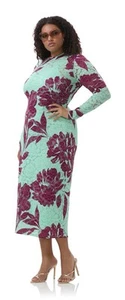 AFRM Ashland Kleid Langarm Maxi Aqua Tropical Blumen Häkelspitze 3X Neu mit Etikett - Bild 1 von 20