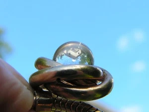 ..Vintage 12K Gold Filled, Rock Crystal Quartz Pool Of Light Ball Slide Necklace - Picture 1 of 10