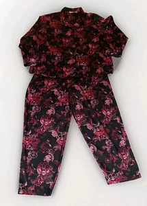 Secret Treasures 2xl Satin Pajamas 2 Piece Set Floral Y2K black Pink  - Picture 1 of 12
