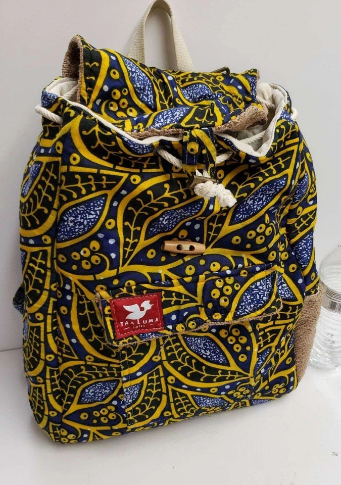 Mochila de Mano Taaluma Costa de Marfil Azul Amarillo Arpillera Foto 1 de 4