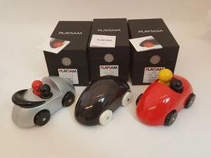 Set of 3 Swedish Playsam streamliner cars in orig boxes 21152 12656 21154 - Foto 1 di 23