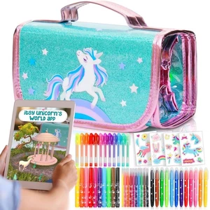 5x Lane Fruit Scented Markers Set Unicorn Pencil Case Art Craft Colouring Gifts - Picture 1 of 9