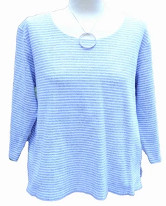 Top DRAPERS DAMONS Gris Blanco Normcore Athleisure Gran Tamaño Elástico a Rayas 1X - Imagen 1 de 4