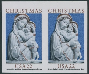 1985, USA CHRISTMAS-MADONNA AND CHILD, 22C, IMPERFORATE PAIR, NH SC.#2165a - Picture 1 of 2