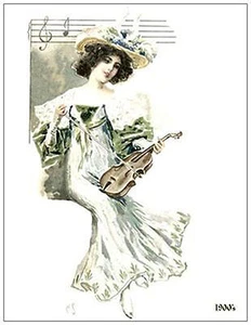 Musiker Mädchen um 1900. Reproduktion Postkarte. Neu. Unbenutzt. P.1 - Bild 1 von 1
