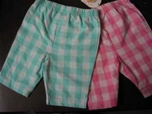 Hose leicht und kurz aus Baumwolle Karo Gr 68 bis 92 Mädchen rosa Junge mint - Bild 1 von 1