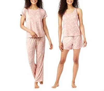 NWT Lucky Brand Women's 4 Piece Pajama Set Size XS Pink Paisley $85 1E160 - Image 1 of 4