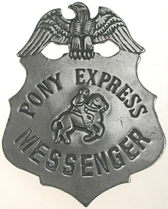 Pony Express Kurierabzeichen, OLD WEST, SILBER, WESTERN, VINTAGE, #28 - Bild 1 von 2