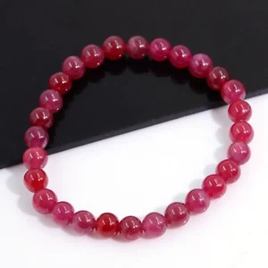 Round 7mm Beads Glass Filled Ruby Gemstone Beads Bracelet Stretch Jewelry - Picture 1 of 7