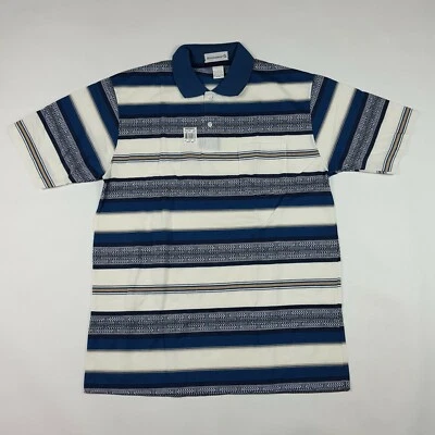 Camisa polo masculina vintage anos 90 listrada gola grande manga curta tênis golfe surf - Imagem 1 de 4