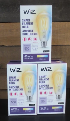 WiZ Connected 60W ST19 Tunable White Filament LED Smart Light Bulbs -3 PK - Image 1 of 3