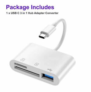 3-Port USB Type C to Card Reader Adapter SD Card Reader For MacBook Pro Laptop