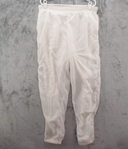 Vintage 90s Reebok Track Pants Mens Medium Off White Windbreaker Lined Nylon - Picture 1 of 18