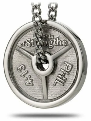 Collar de placa de peso de 3 barras de acero inoxidable para hombre - Phil 4:13 escudos de fuerza Foto 1 de 4