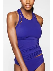 Athleta High Neck Bra Cup Loop Tankini Swim Top Sapphire SZ 40B/C NEW #210994 - Picture 1 of 2