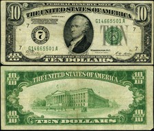 FR. 2001 G $10 1928-A Federal Reserve Note Chicago G-A Block VF