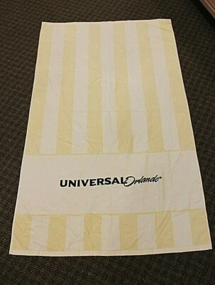 UNIVERISAL ORLANDO 沙滩毯毛巾全新未使用棉黄色条纹大号 — 第 1/4 张图片