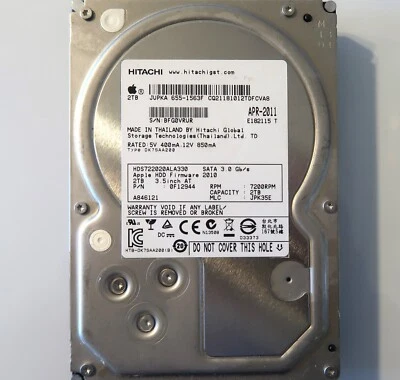 Hitachi HDS722020ALA330 0F12944 JPK35E Thailand 655-1563F 3.5" 2TB Sata 2011 - Image 1 of 4