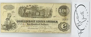 1862 CSA $100 Note - T41 Richmond - Large Size Confederate - Historical Note - Picture 1 of 3