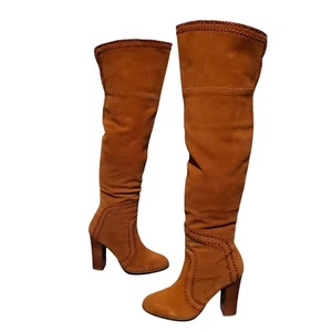 REPORT Tall Light Brown Suede Over-The-Knee Riding Boots Women's Size 7.5 - Picture 1 of 11