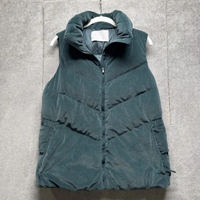 Chaleco Athleta Puffer S Verde Plumón de Ganso Cremallera Dark Moody Granola Gorpcore Preppy Foto 1 de 4