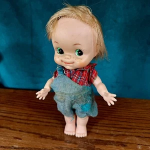 Vtg Dolls Red Orange Hair Japan Moving Arms Legs Green Eyes Raga Muffin - Picture 1 of 9