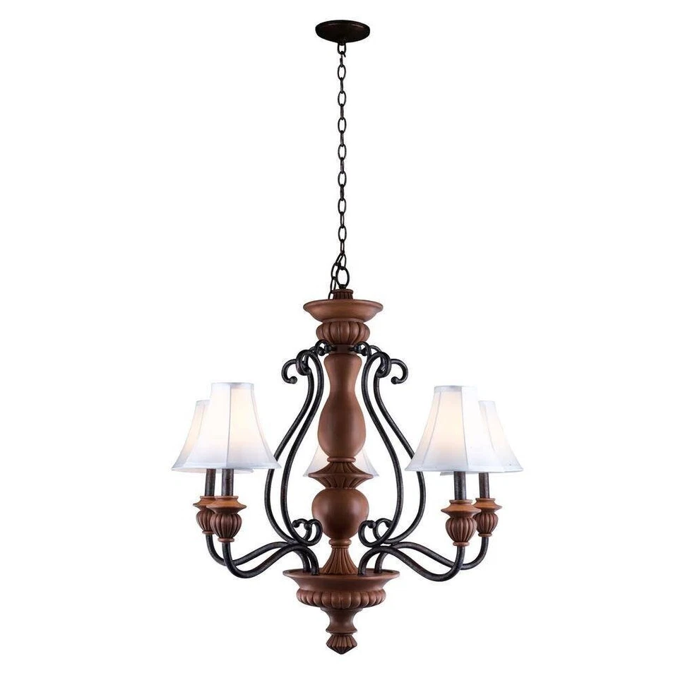 Elysia Collection 5-Light Antiqued Gold Chandelier by World Imports - Image 1 of 1