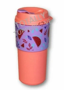 Tupperware Becher Eco To Go Becher heiß/kalt Hülse 16 Unzen Koralle Lila Wassermelone - Bild 1 von 2