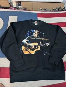 Vintage 90s Bryan Adams MTV Unplugged Black Crewneck Sweatshirt L 1997 - Bild 1 von 6