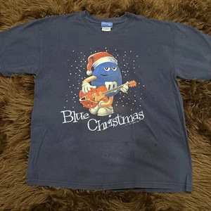 M&M's Blue Christmas Holiday Christmas T-Shirt Large L - Picture 1 of 4