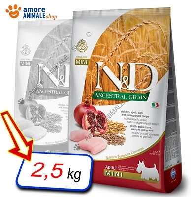 Farmina Dog N&D Ancestral Adult Mini → Pollo e Melograno - 2,5 kg - Mangime Cane
