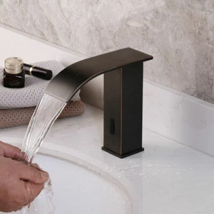 Automatic Sensor Hands Touchless Bathroom Faucet Basin Sink Waterfall Mixer Tap - Picture 1 of 8