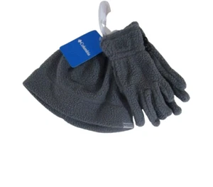 NWT Columbia Youth Faux Shearling Beanie Hat and Gloves 2-Piece Set Youth M Grey - Picture 1 of 2