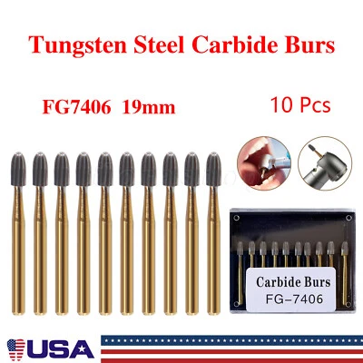 Fresas de carburo de 12 hojas para recorte y acabado dental FG 7406 huevo 10 piezas Foto 1 de 4