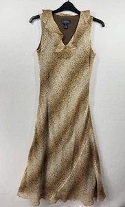 JONES NEW YORK Kleid Gr. 6 Gepardenmuster transparente Seide ärmellos 90er Vintage - Bild 1 von 9