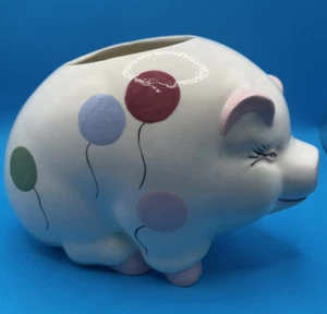 Keramik Schwein Sukkulenten Übertopf mit Luftballons drauf Top Zustand schneller Versand - Bild 1 von 7