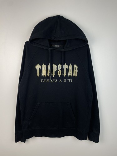 UNDERCOVER Felpa con cappuccio nera Trapstar It's A Secret grande logo oro taglia M