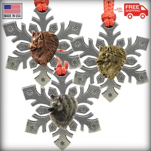 Pewter Dog Keeshond Snowflake Christmas Tree Ornaments, Made in the USA - Picture 1 of 5