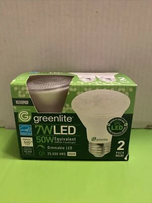 Greenlite 7W/LED/ PAR20 Flood Light Bulb 7W 3000K (X2 Per Pack)  LED Upgrade - Image 1 of 4