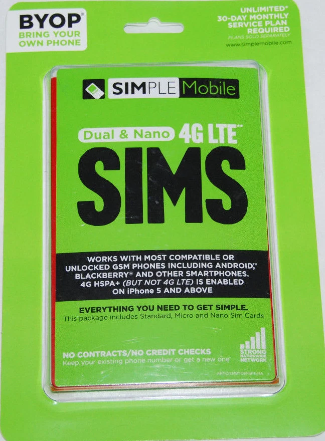 Simple Mobile Bring Your Own Phone BYOP SIM Activation Kit NEW - Image 1 of 3