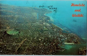 Aerial View of the cities of Honolulu and Waikiki Hawaii Postcard - Picture 1 of 2