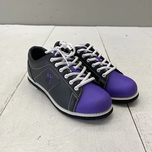 BSI schwarz & lila Schnürschuhe rund geschnitten Bowlingschuhe Damengröße 10 NEU - Bild 1 von 9