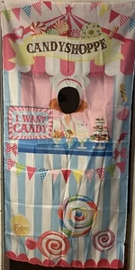 Candy Shop Party Banner~face Hole~photo Prop~great For Carnival/game/party - Picture 1 of 2