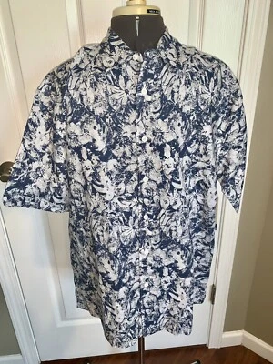 Camisa HAVANERA Abotonada Insignia Azul Blanco Floral Manga Corta XL Lino Nueva con Etiquetas Foto 1 de 4