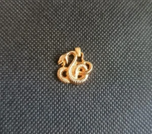 Snake Pendant Sterling & Gold Plate And Vintage Gold Filled Chain Necklace 16" - Picture 1 of 8